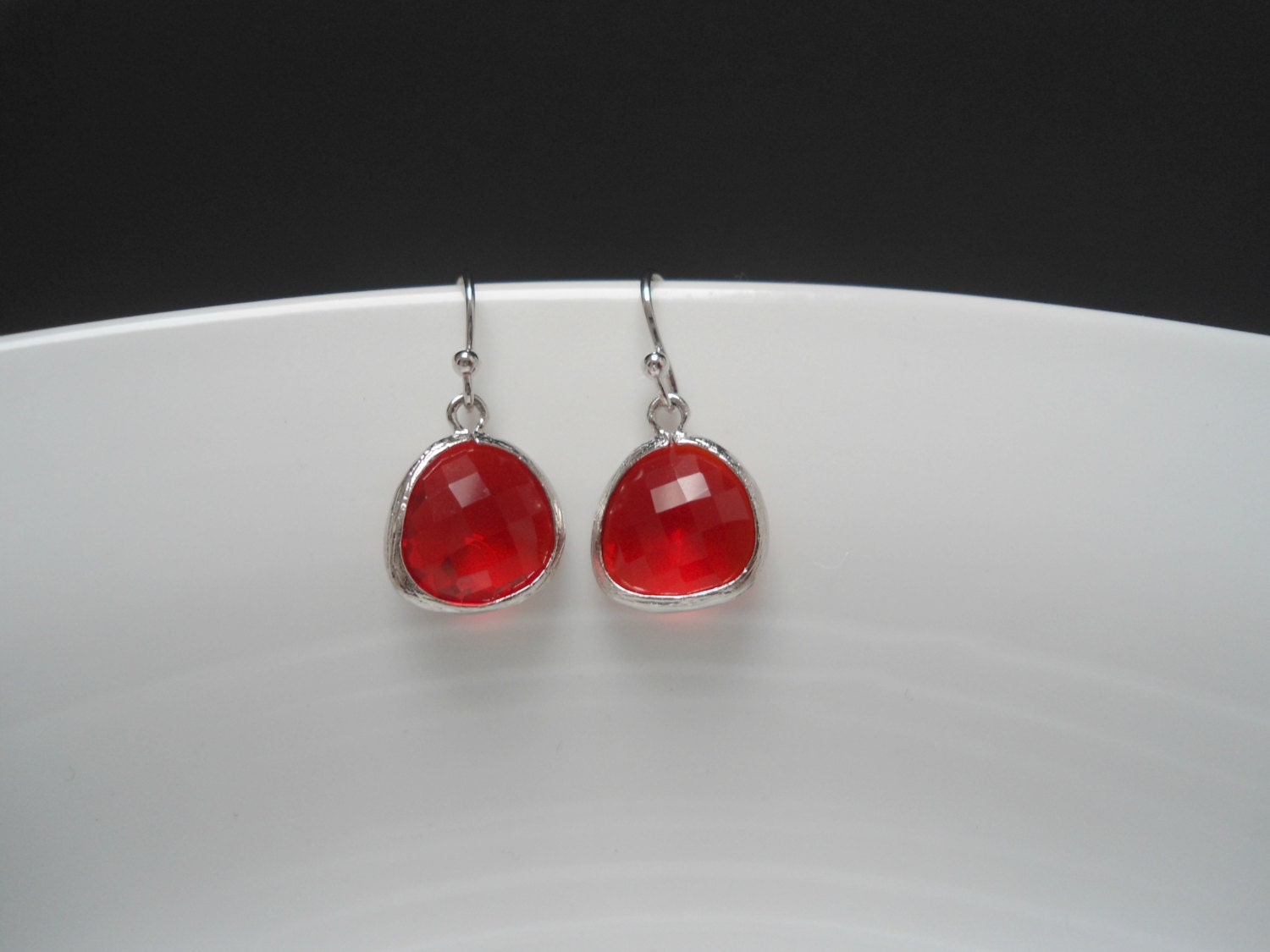 Ruby red earring Blood red drop earring red dangle earring