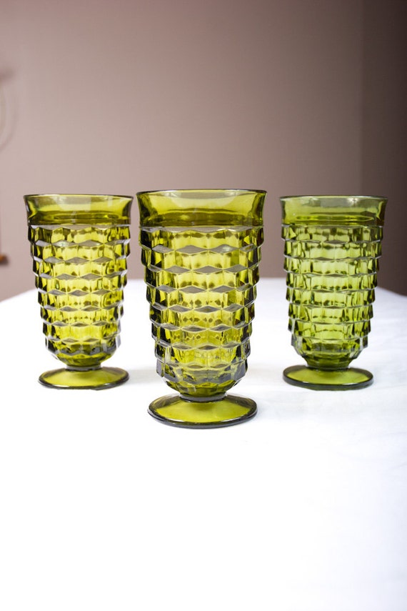 green glass drinking glasses