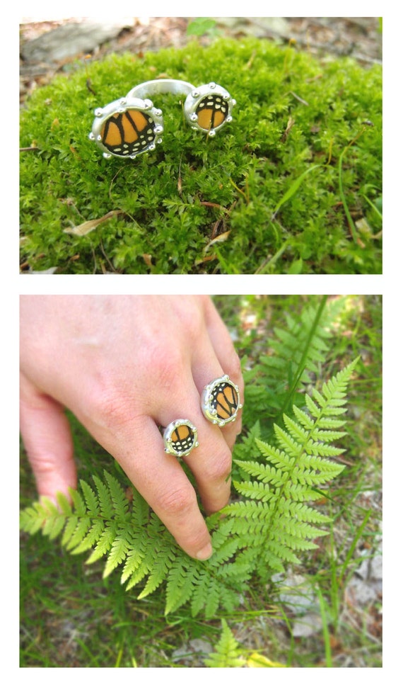 Real Monarch Butterfly Wings Ring Nature Inspired Jewelry