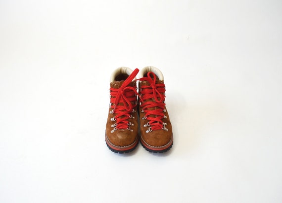 brown walking boots red laces