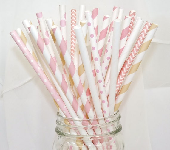 PINK Champagne & Front Porch Friends - 60 Straws in Princess PINKs and Bubbly Champagne CREME BFF Social Hour, Spa Day Party,Tea Party Il_570xn