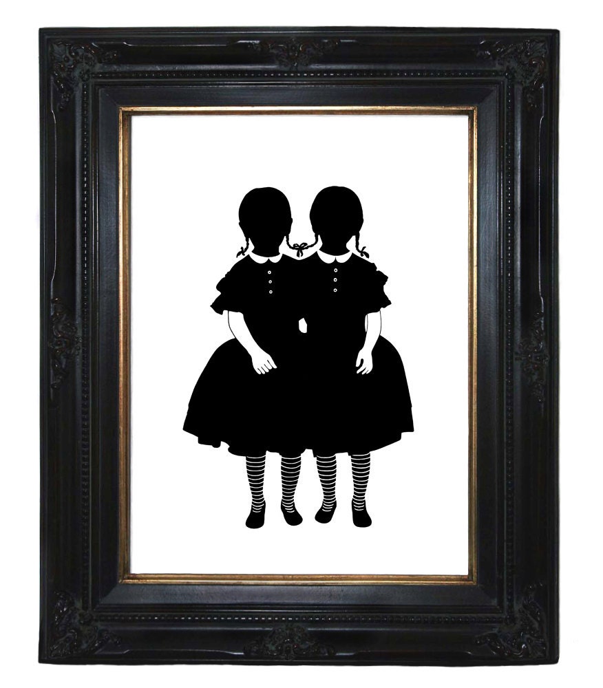 Silhouette conjoined twins girls Victorian Steampunk Siamese art print steampunk buy now online