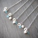 Bridesmaid Gift Set of Five - Silver Initial Charm Monogram Necklace - Coin Pearls Aqua Chalcedony Personalized Initial Sterling Silver