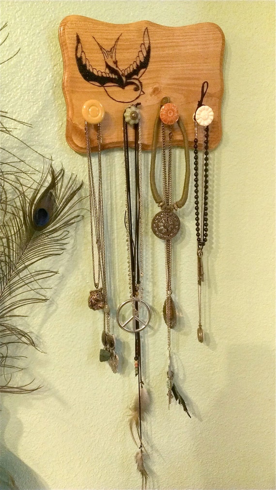 Sparrow bird wood burning necklace jewelry wall by MoonlitTerra