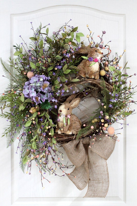 Items similar to Easter Door Wreath, Primitive Country Wreath, Easter ...