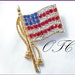 Vintage Rhinestone American Flag Brooch - Designer OTC, Patriotic Glam