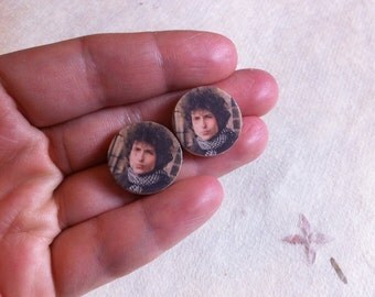 Tiny Bob Dylan Blonde on Blonde - Wood Origami Post Earrings