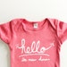 Hello I'm New Here - Funny text baby one piece (3-6 mo - coral)