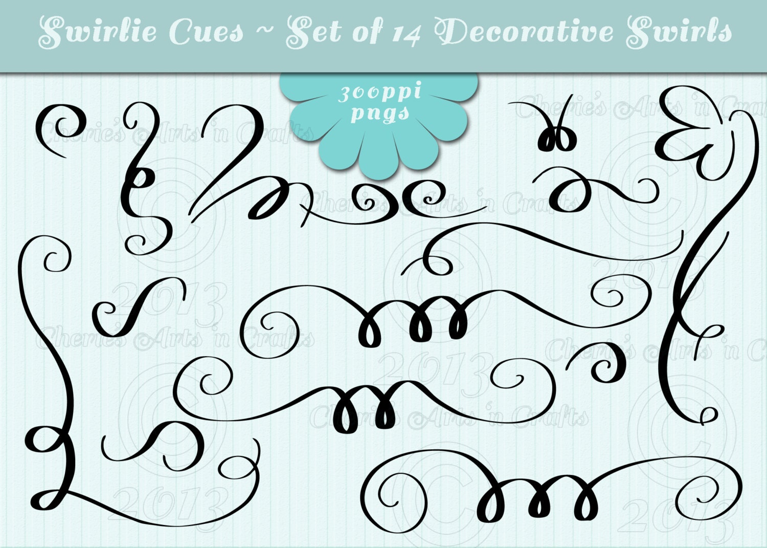 Instant Download Swashes Swirlie Cues Curly by CheriesArtsnCrafts