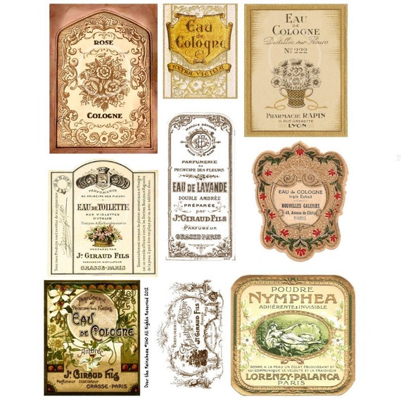 vintage perfume labels bottle Vintage Labels digital Perfume labels Vintage perfume