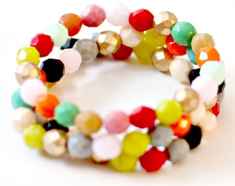 Colorful Bracelet , Beaded Bracelet Set, Wrap Bracelet Set, Colorful Bracelet Set, Layered Bracelets, Stacking Bracelets, Bracelet Stack