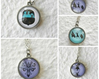 Haunted Mansion Double Sided Disney Necklace - Choose from The Hitchiking Ghosts, Creepy Wallpaper, Doom Buggy, and Stretching Portrait