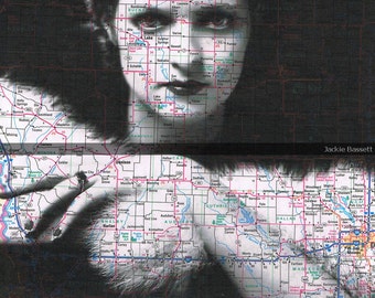 Collage.gift,Map Book Page.Beauty Woman.Vintage Photo,Paper .home deco.buy 3 get 1 FREE.affordable art.mixed media.mom.altered.atlas.travel