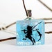 Dichroic Cat Pendant - Fused Glass Necklace - Cat Jewelry - Blue Dichroic Pendant