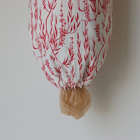 Grocery Bag Mini Holder - Fabric Red and White