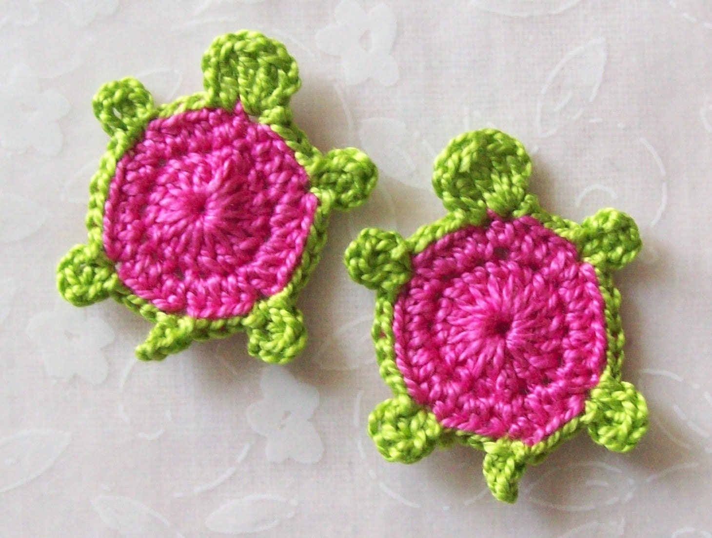 Crochet Turtle Appliques Hot Pink