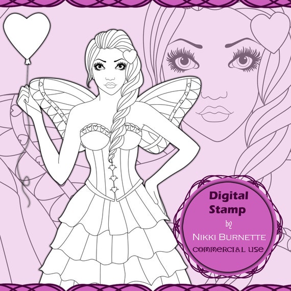 Items similar to Digital Stamp Printable Coloring Page Fantasy Art