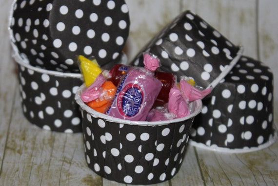 12 Black and White Polka Dots Paper Candy Cup - Dessert Cups - Ice cream cups - Nut Cups - Portion Cups Il_570xn
