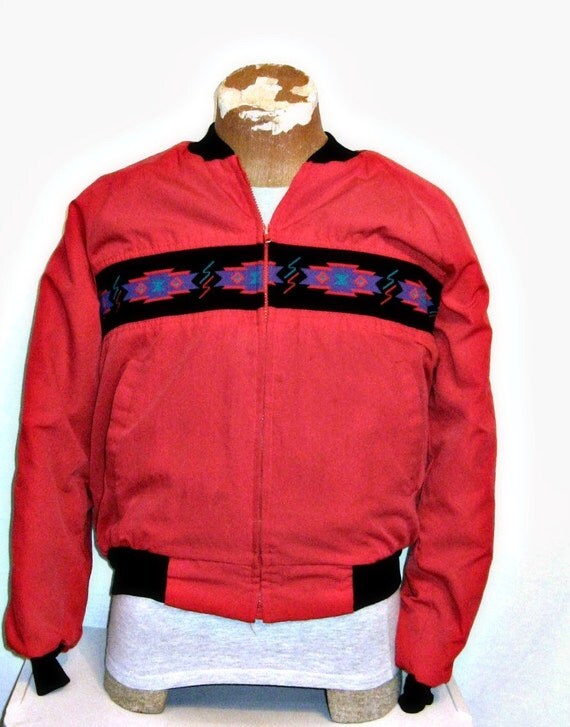 Vintage Red Faded Navajo Southwestern Jacket by vintageandmore