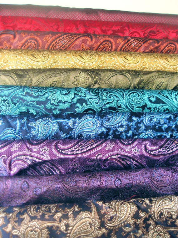 Rainbow Paisley Italian Woven Silk Fabric by mountainheirlooms