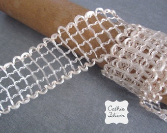 Rustic Web Ribbon - 3 yards - Ivory - 1" wide - Altered Couture Art - Wedding - webbed woven
