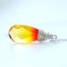 Fire Opal Crystal Necklace, Wire Wrapped Yellow Orange and Red Crystal Pendant, Swarovski Elements, Sterling Silver - A Night at the Opera