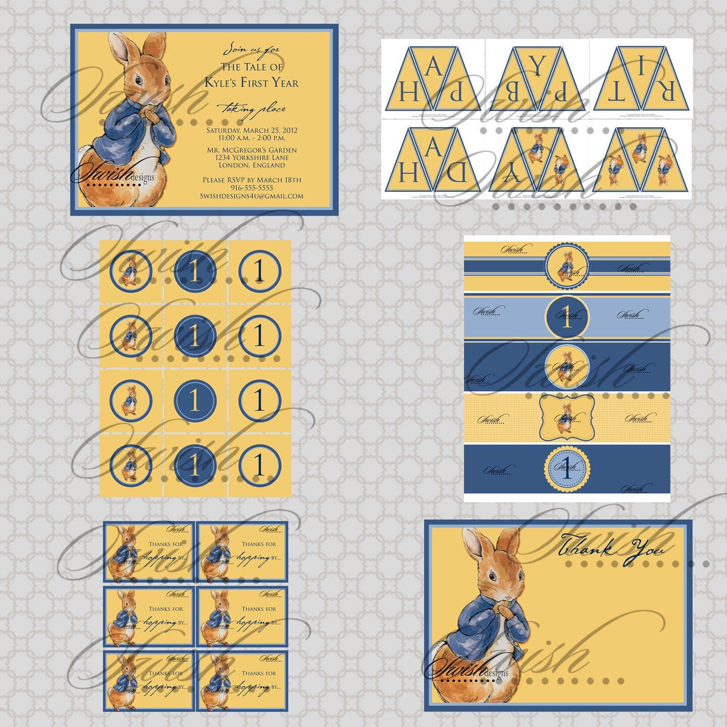 Peter Rabbit Inspired Birthday Party Printable by SwishPrintables
