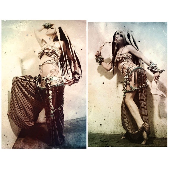 Shabby Chic Harem Pants. slit open leg, Large loose baggy Belly Dance Turkish Floorwork Festivals Hippie black white green
