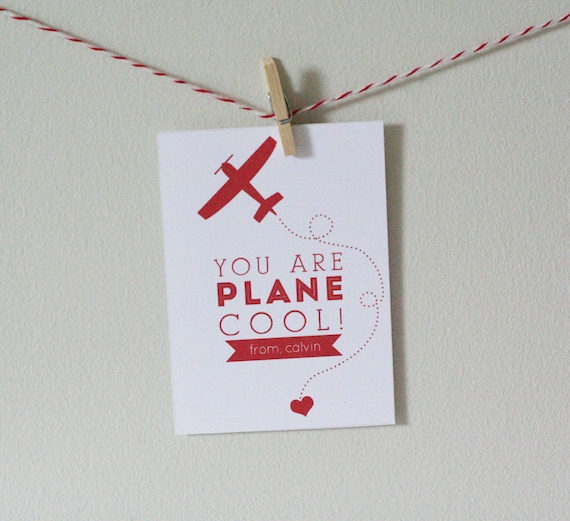 Valentine's Day Card You're plane cool by greenapplepaperie