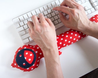 Keyboard Wrist Cushion Polka Dots Blue Face