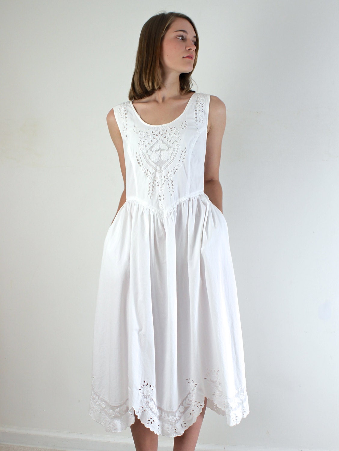 Lace Dress White Cotton Sundress By Jessjamesjake On Etsy