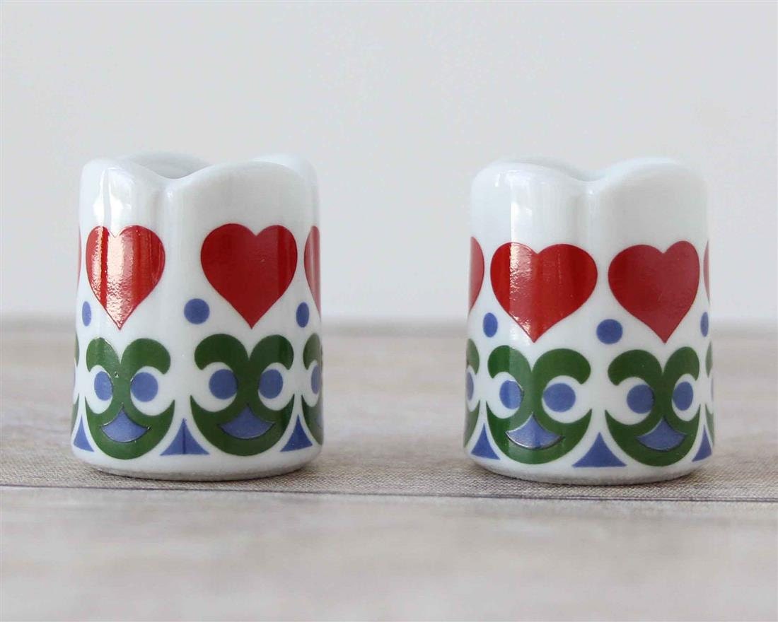Funny Design Mini Candle Holders / W. Germany Heart Design