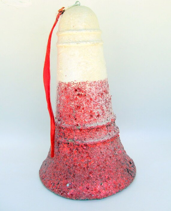 SALE Large Paper Mache Christmas Bell Ornament