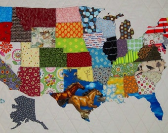 USA PATCHWORK MAP Quilt Pattern from Quilts by Elena Full Sized Templates and Clear Instructions