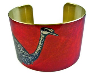 OSTRICH cuff bracelet brass or aluminum Free Shipping to USA Gifts for her