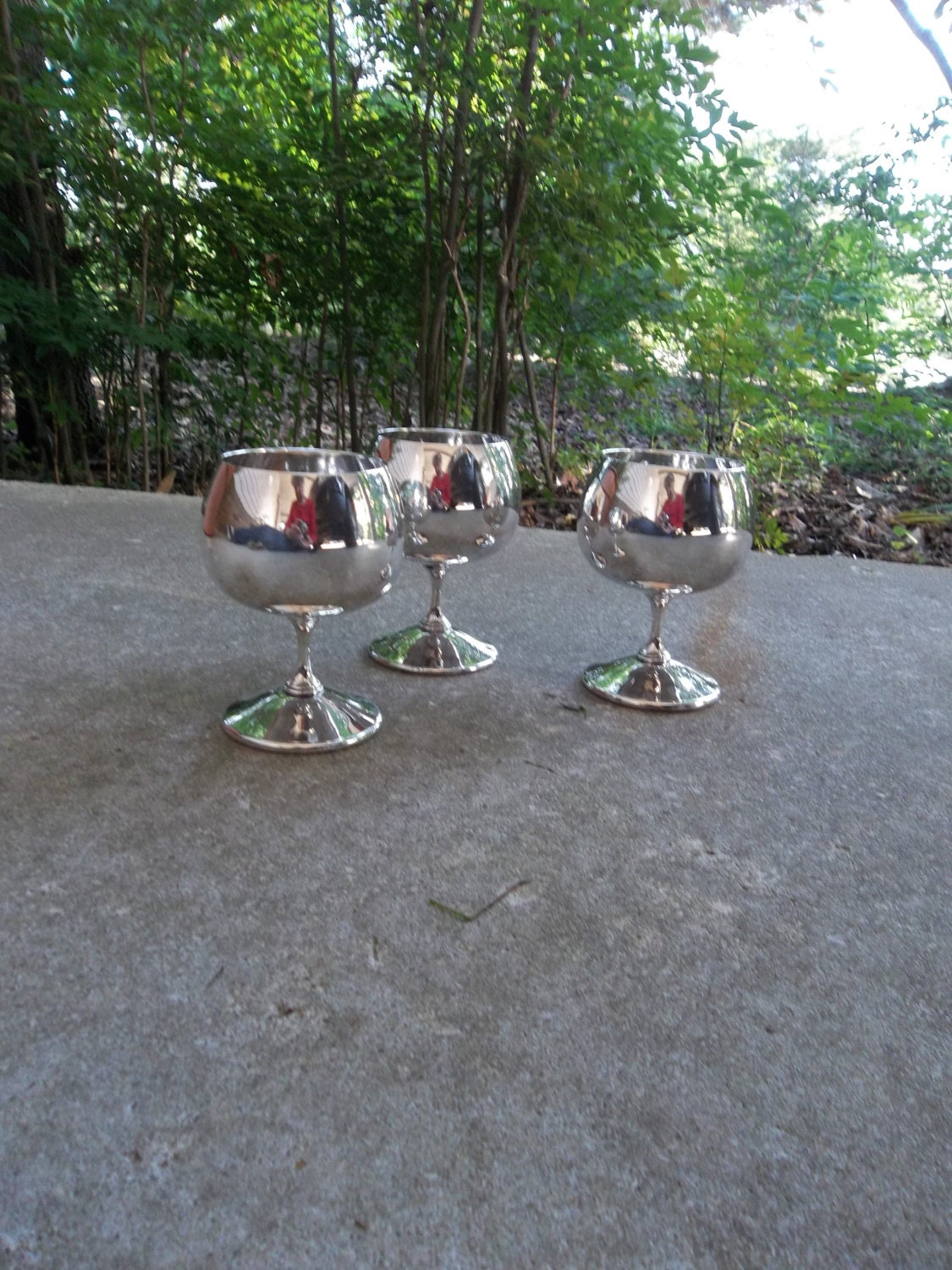 Vintage Silver Goblets Brandy Glasses Wedding Table Setting