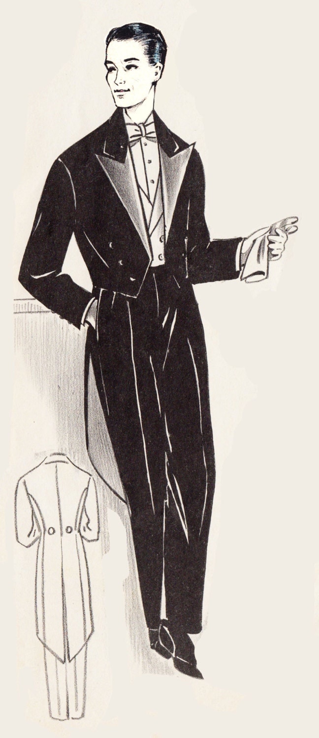 Menswear Vintage Sewing Pattern Men's Formal Tuxedo Jacket