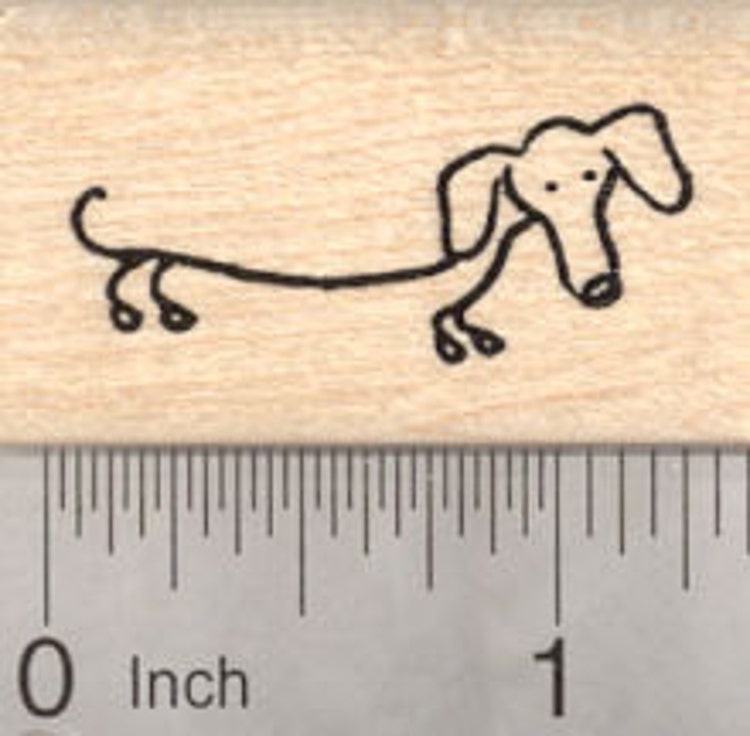 DackelStempel Strichmännchen Hund B21225 Holz von Rubberhedgehog