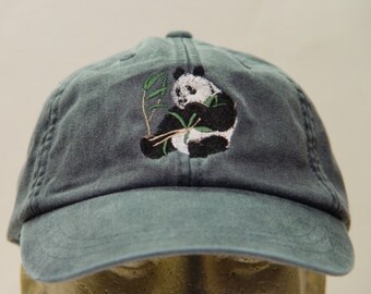 PANDA BEAR HAT - One Embroidered Wildlife Cap - Price Embroidery Apparel - 24 Color Caps Available