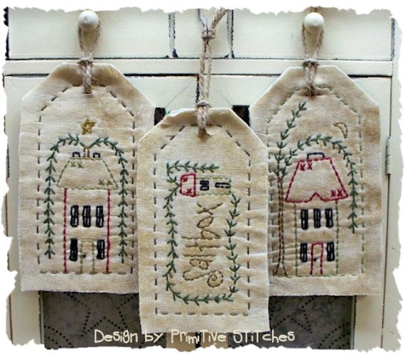 Saltbox Willow Tag Collection-Primitive Stitchery-E-PATTERN by Primitive Stitches-Instant Download