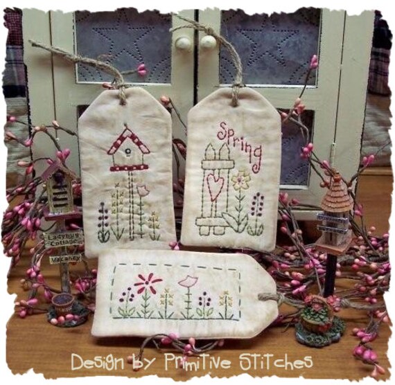 SpringTag Collection-Primitive Stitchery-E-PATTERN by Primitive Stitches-Instant Download