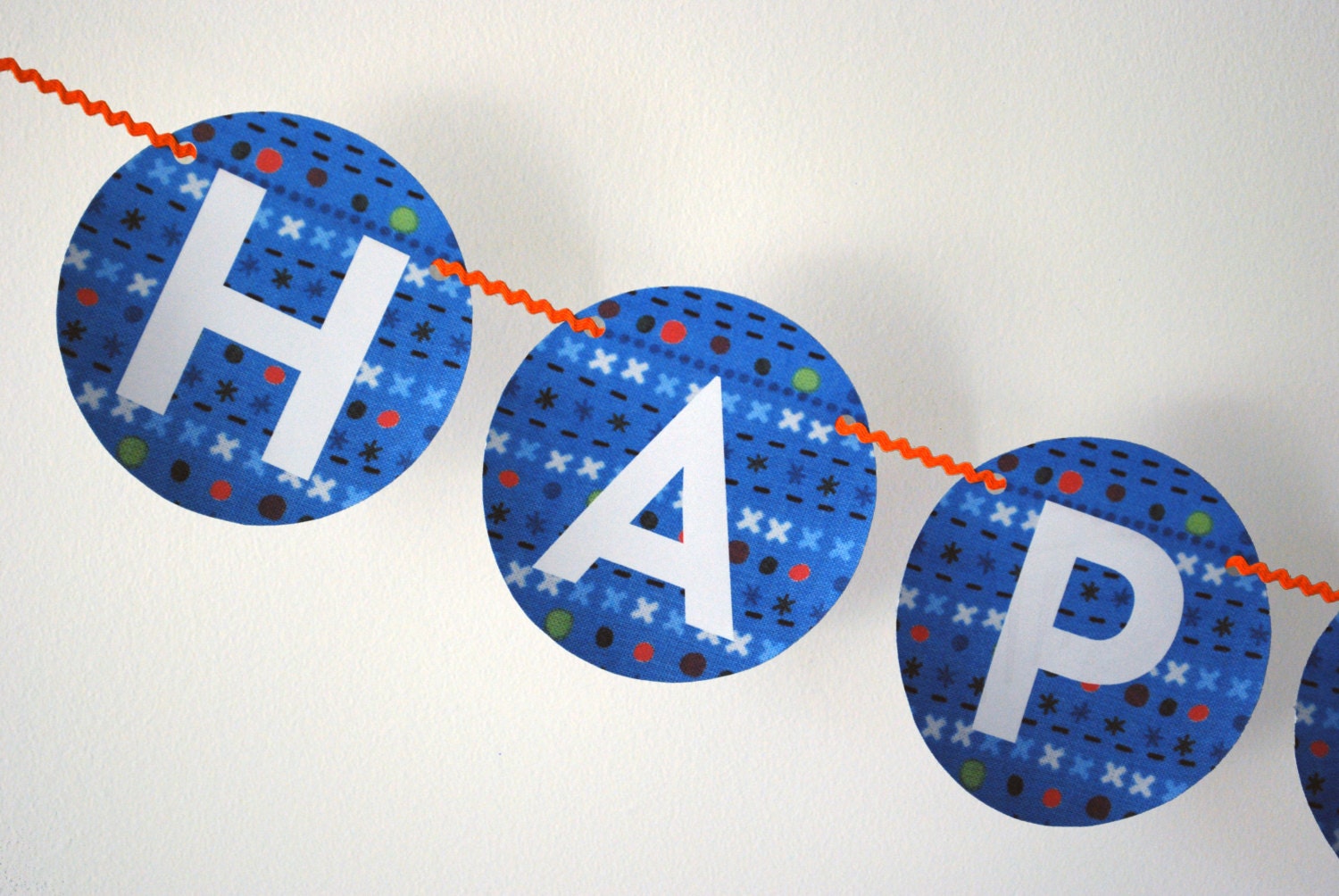Printable Personalized Happy Birthday Circles Banner blue