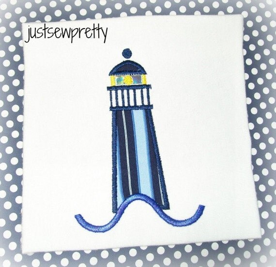 Lighthouse embroidery applique design