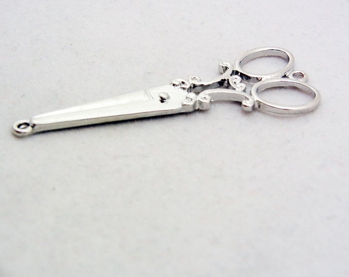 Silver-tone Scissor Connector Charm