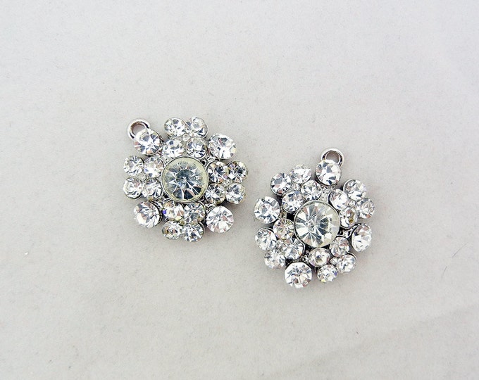 Pair of Clear Rhinestone Flower Charms