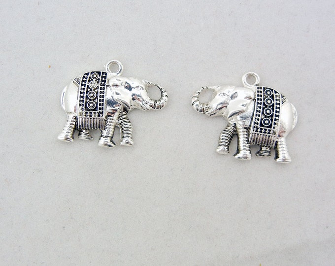 Pair of Small Antique Silver-tone Elephant Charms