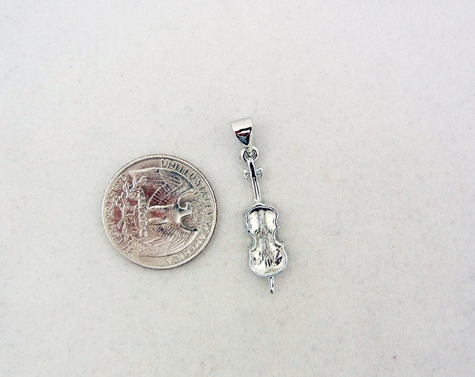 Silver-tone Rhinestone Cello Pendant