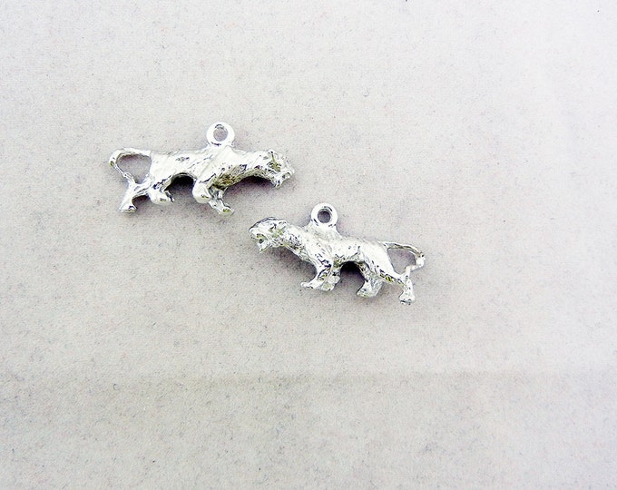 Pair of Silver-tone Pewter Tiger Charms