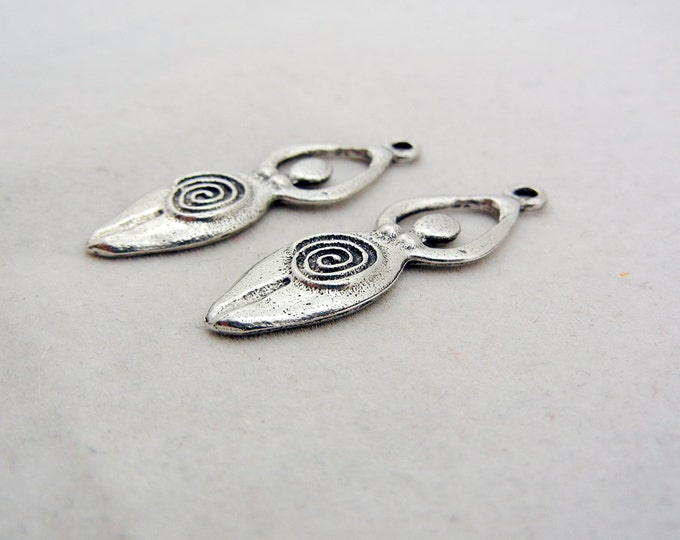 Pair of Pewter Celtic Goddess Charms