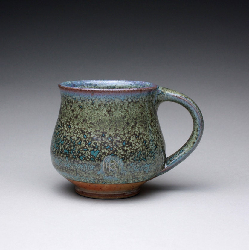 handmade ceramic mug pottery cup teacup with green ash glaze
